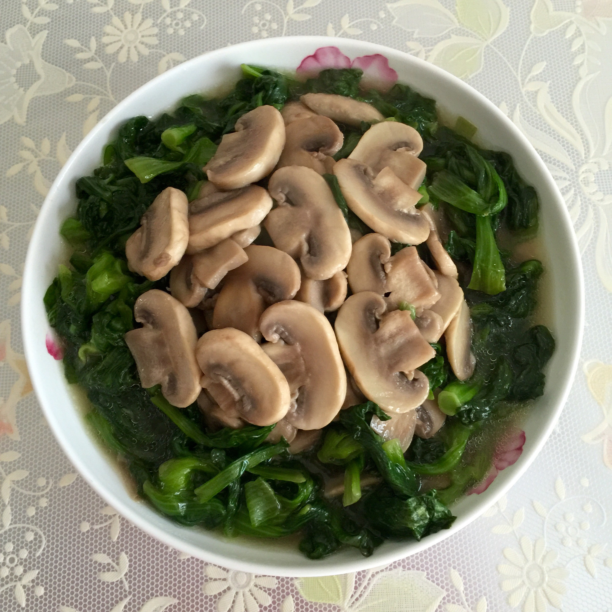 青菜炒蘑菇