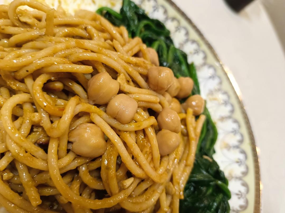 超快：鹰嘴豆炒菠菜 Garlic Chickpea&Spinach