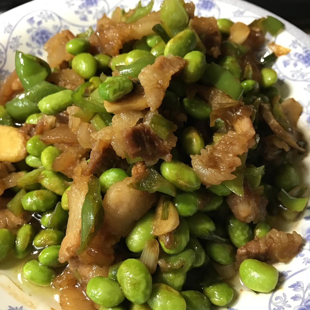 青椒毛豆炒肉丝