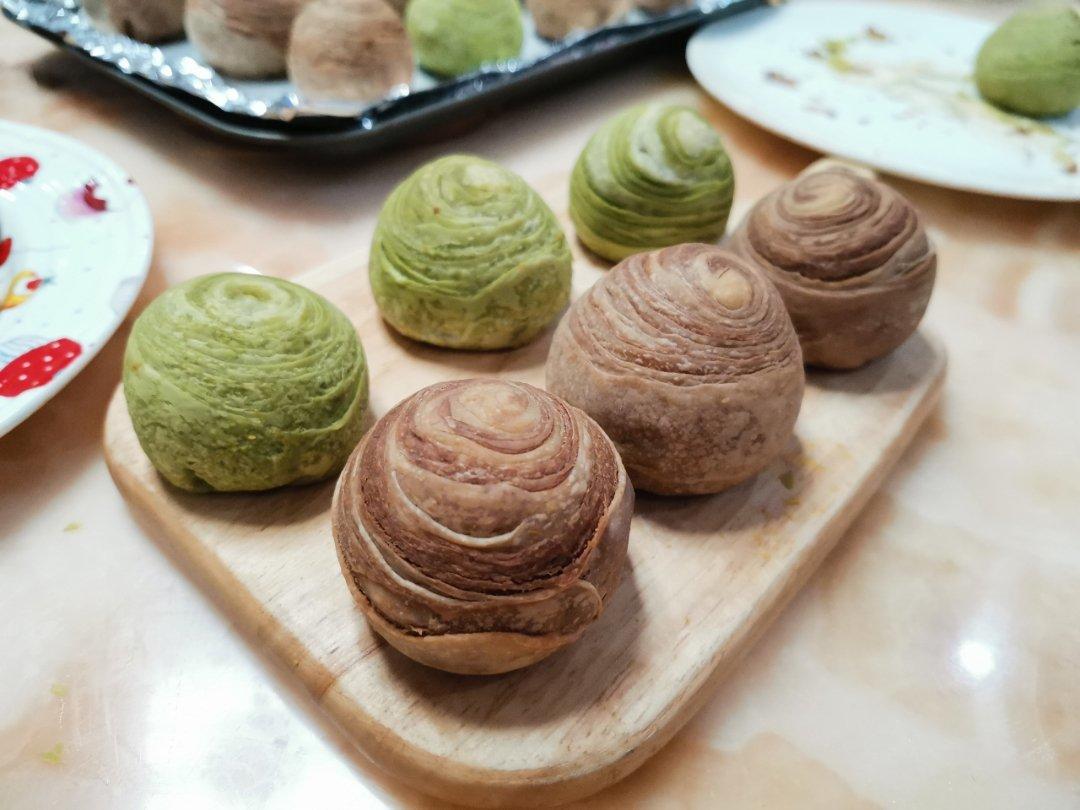 蛋黄酥~紫薯、抹茶、原味~花好月圆，中秋快乐~内附一次做六色蛋黄酥方法~