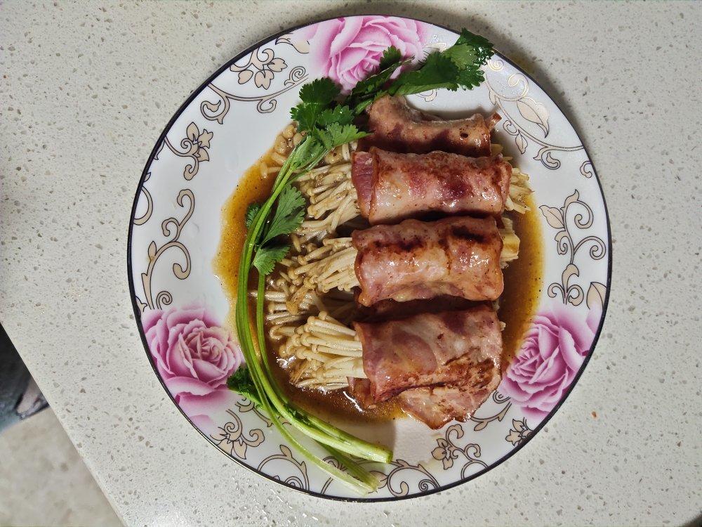 快手十分钟【金针菇培根卷】