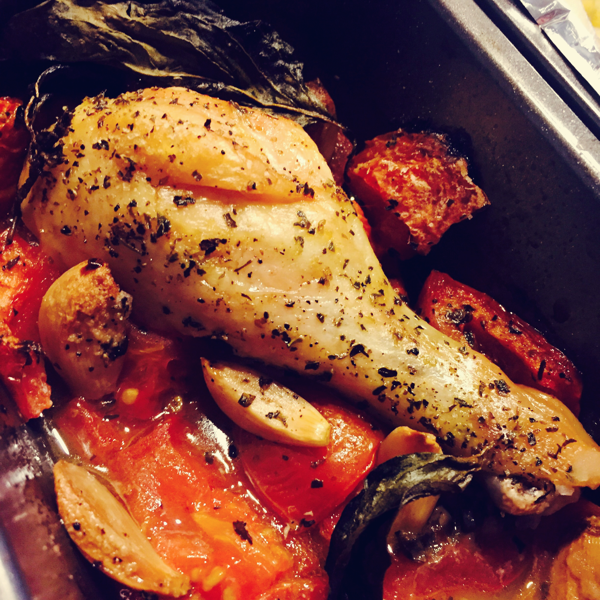 香蒜蕃茄烤鸡腿