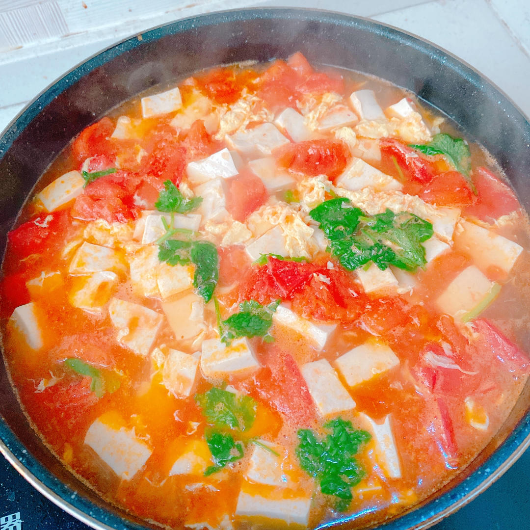 番茄豆腐鸡蛋羹，清淡鲜美
