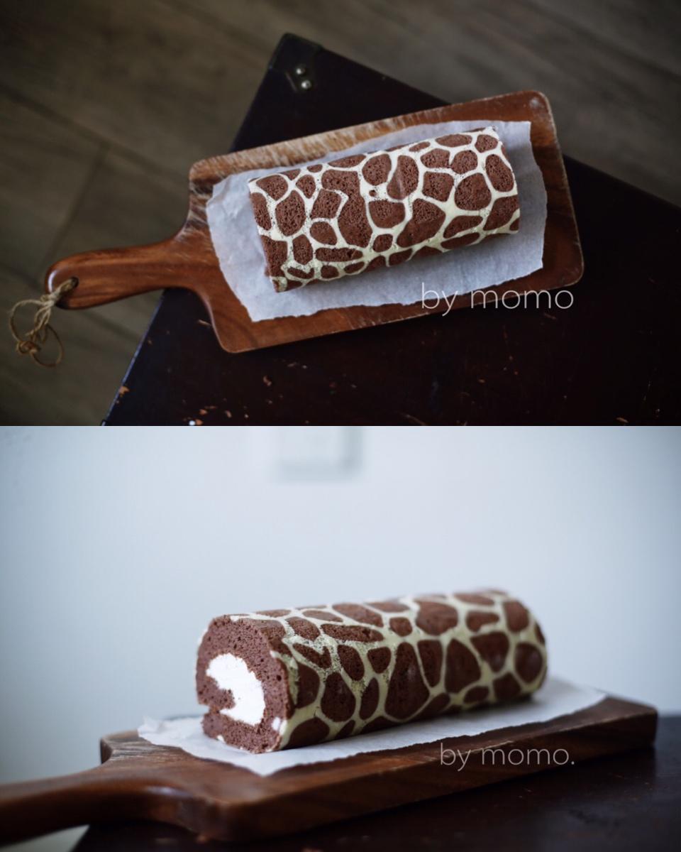 满江绿水做的超萌长颈鹿蛋糕卷