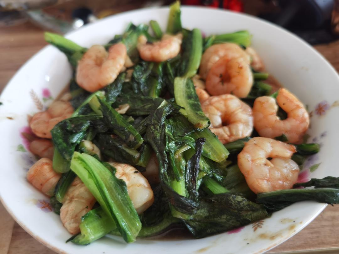 蚝油虾仁油麦菜