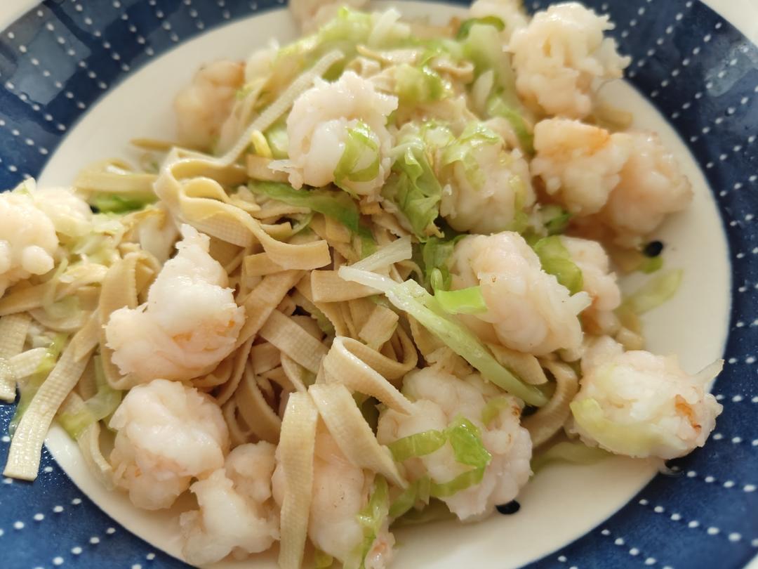 青椒肉丝虾仁炒百叶