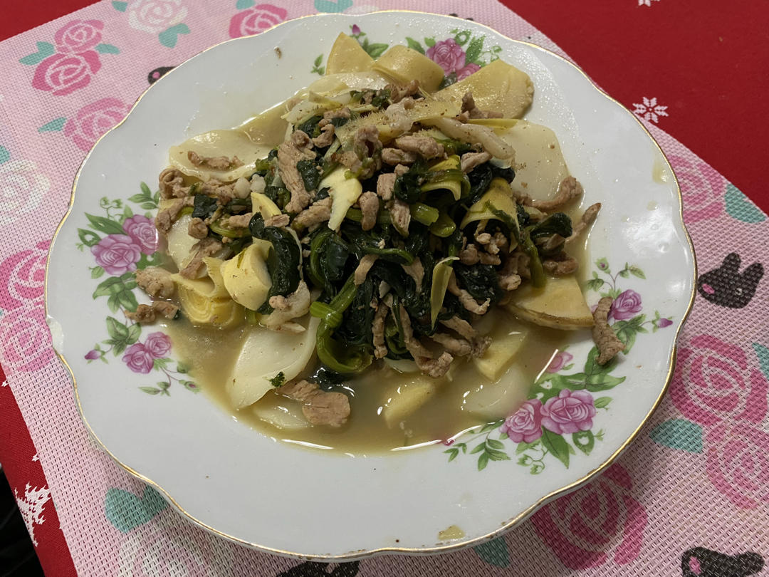 肉丝白菜炒年糕