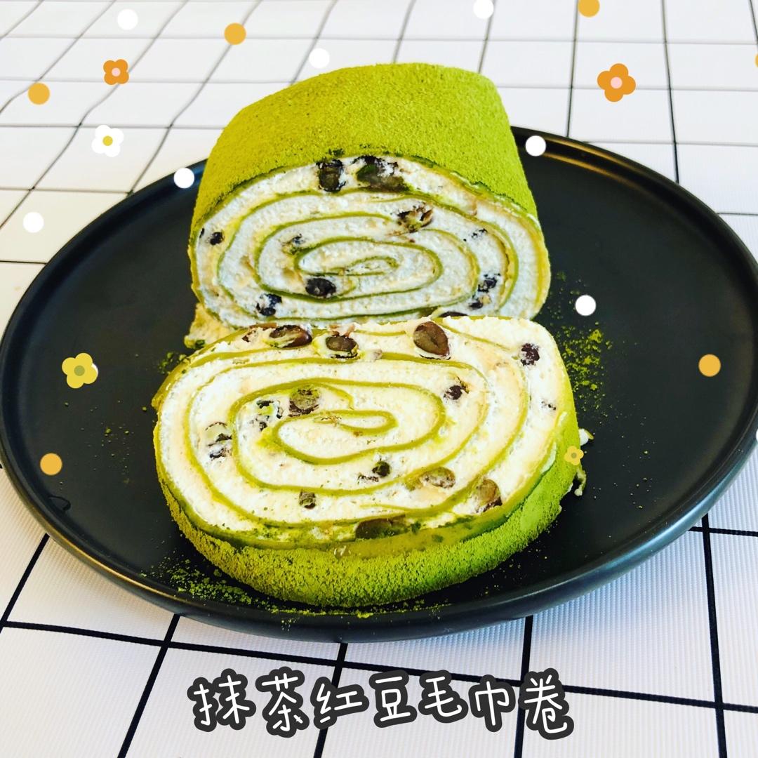 抹茶红豆毛巾卷