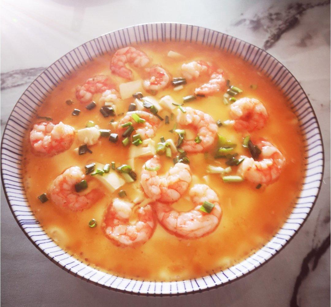 虾仁豆腐蒸水蛋