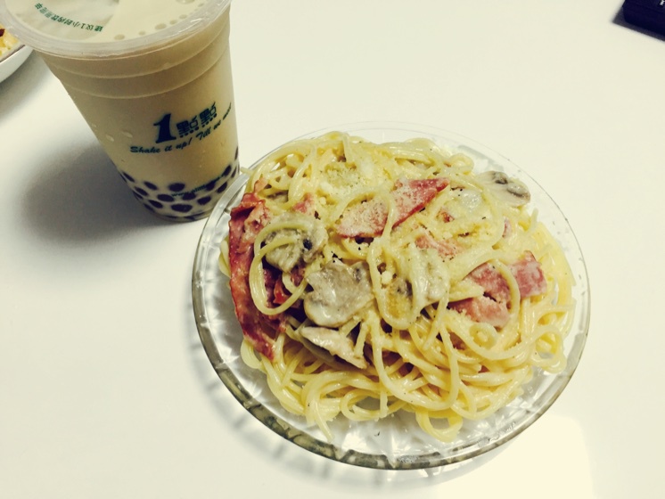 白汁蘑菇培根意粉