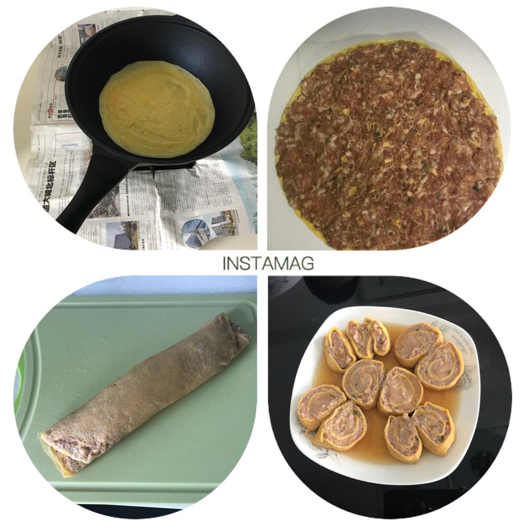 葱香肉末鸡蛋卷