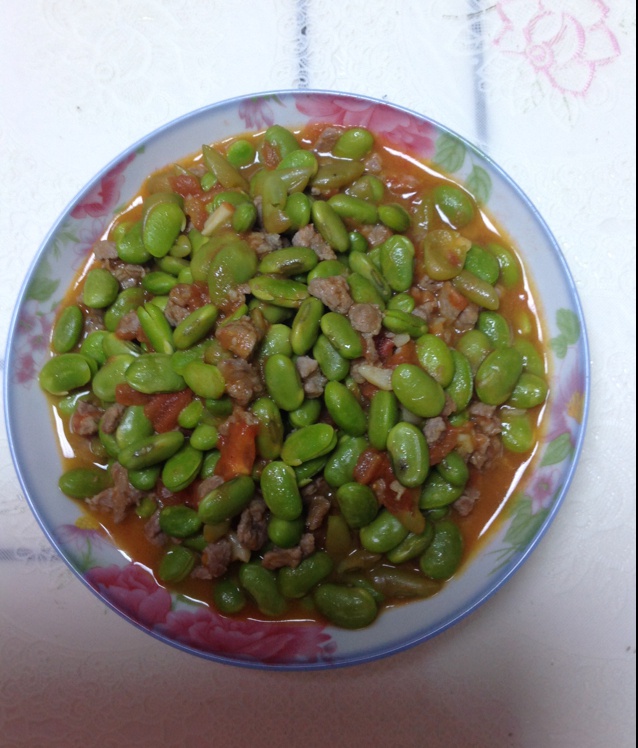 肉末番茄烧毛豆
