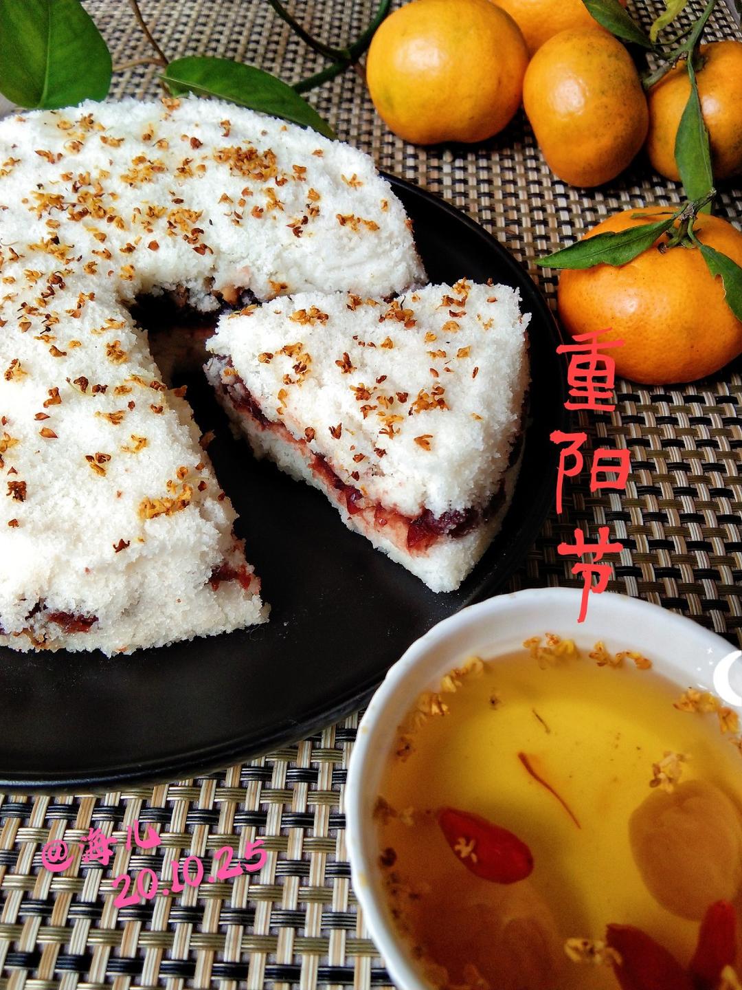 e海儿做的超级简单的重阳糕,白米糕