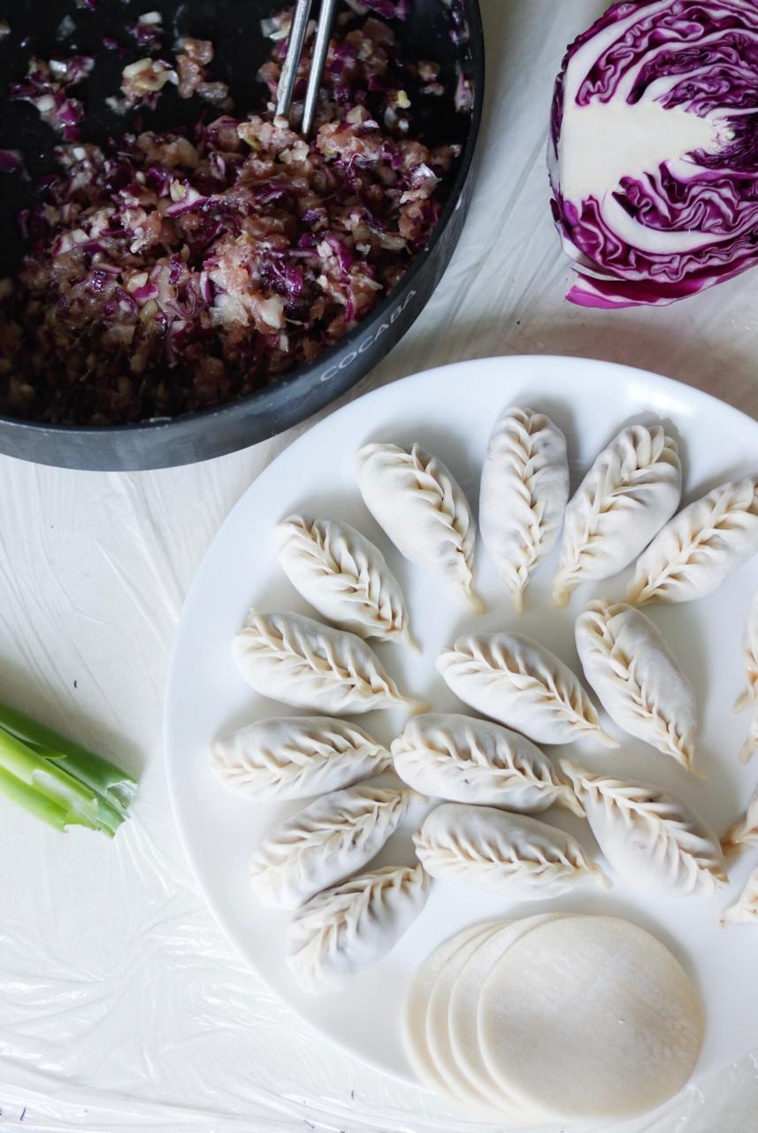 初帜做的紫甘蓝大肉饺子
