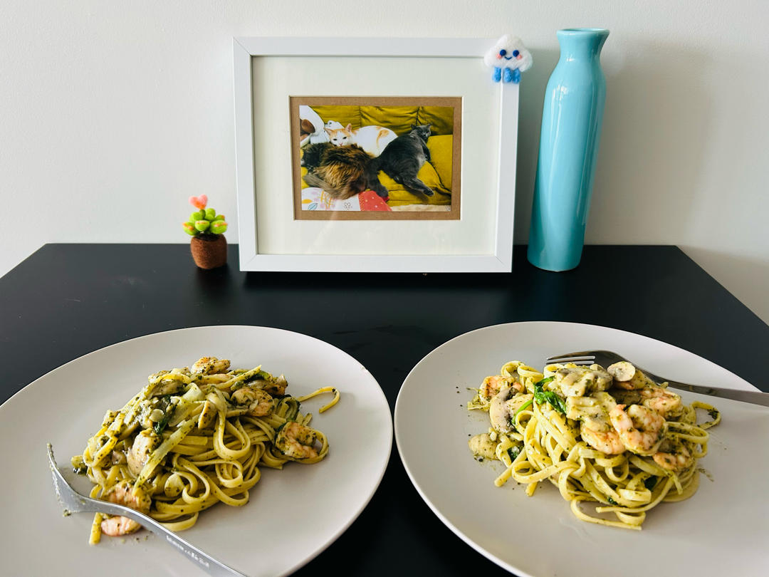 几分钟搞定pesto spaghetti青酱和青酱意面一起搞定