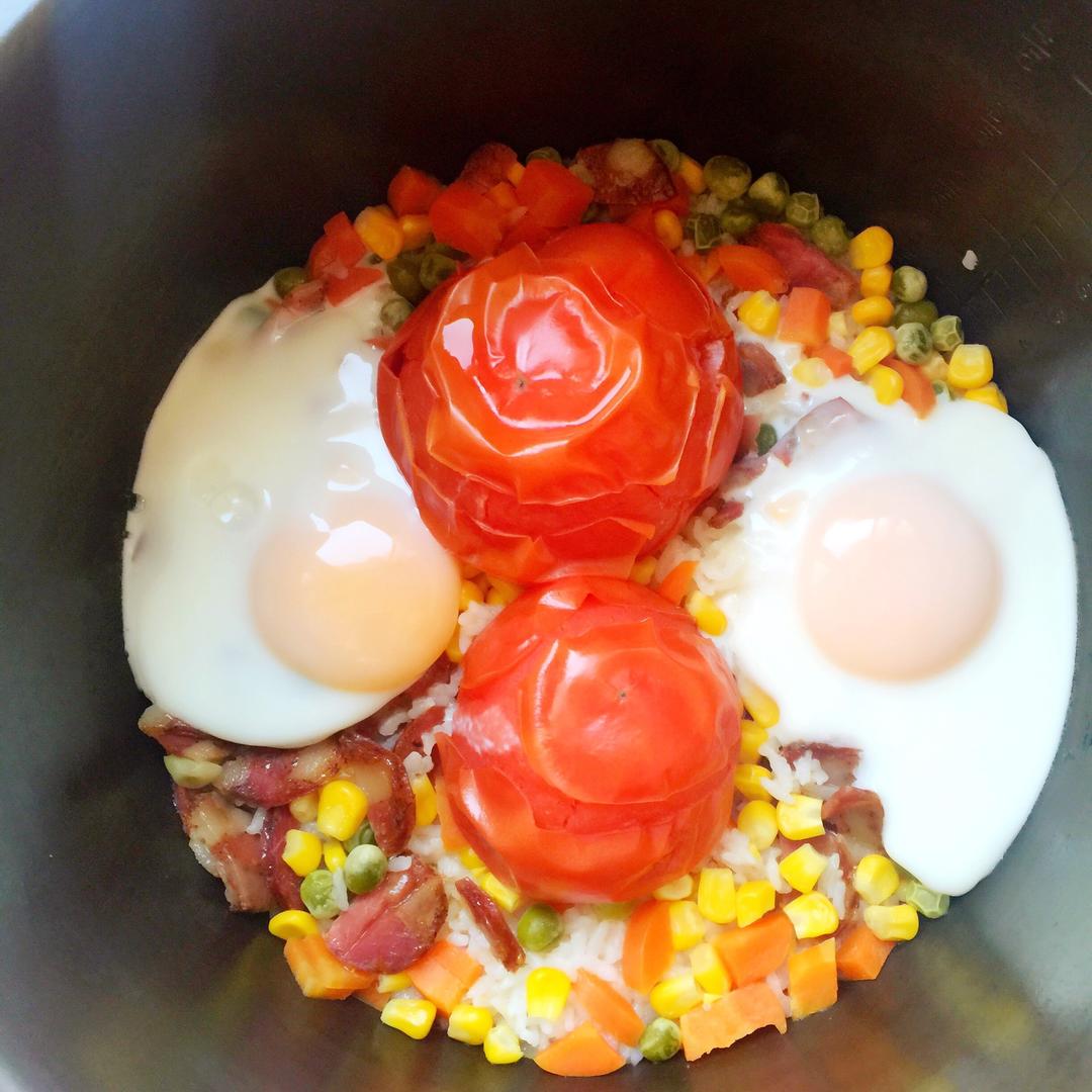 无油版直接番茄焖饭的做法