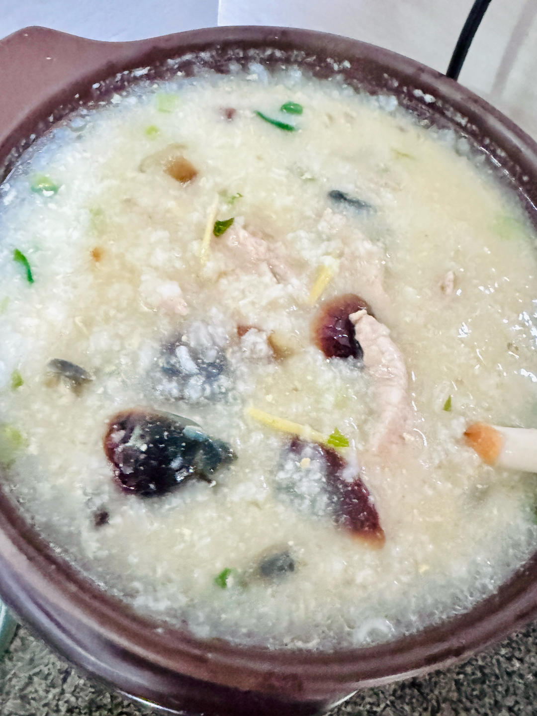 妈妈👩教我做的皮蛋瘦肉粥🥣简单快捷美味😋