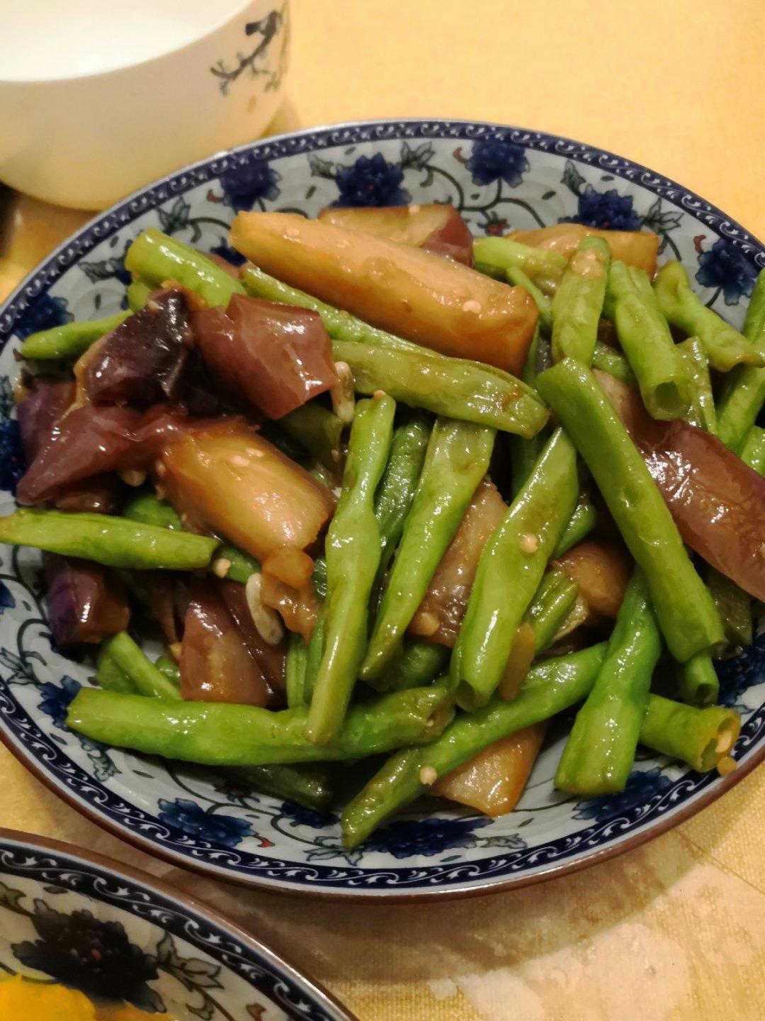 茄子炒豆角（改良版 健康少油）