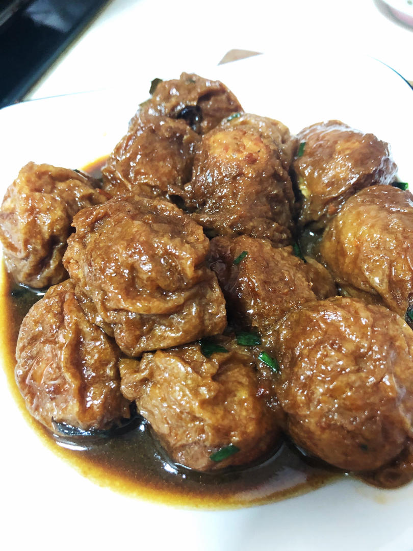 红烧油面筋塞肉