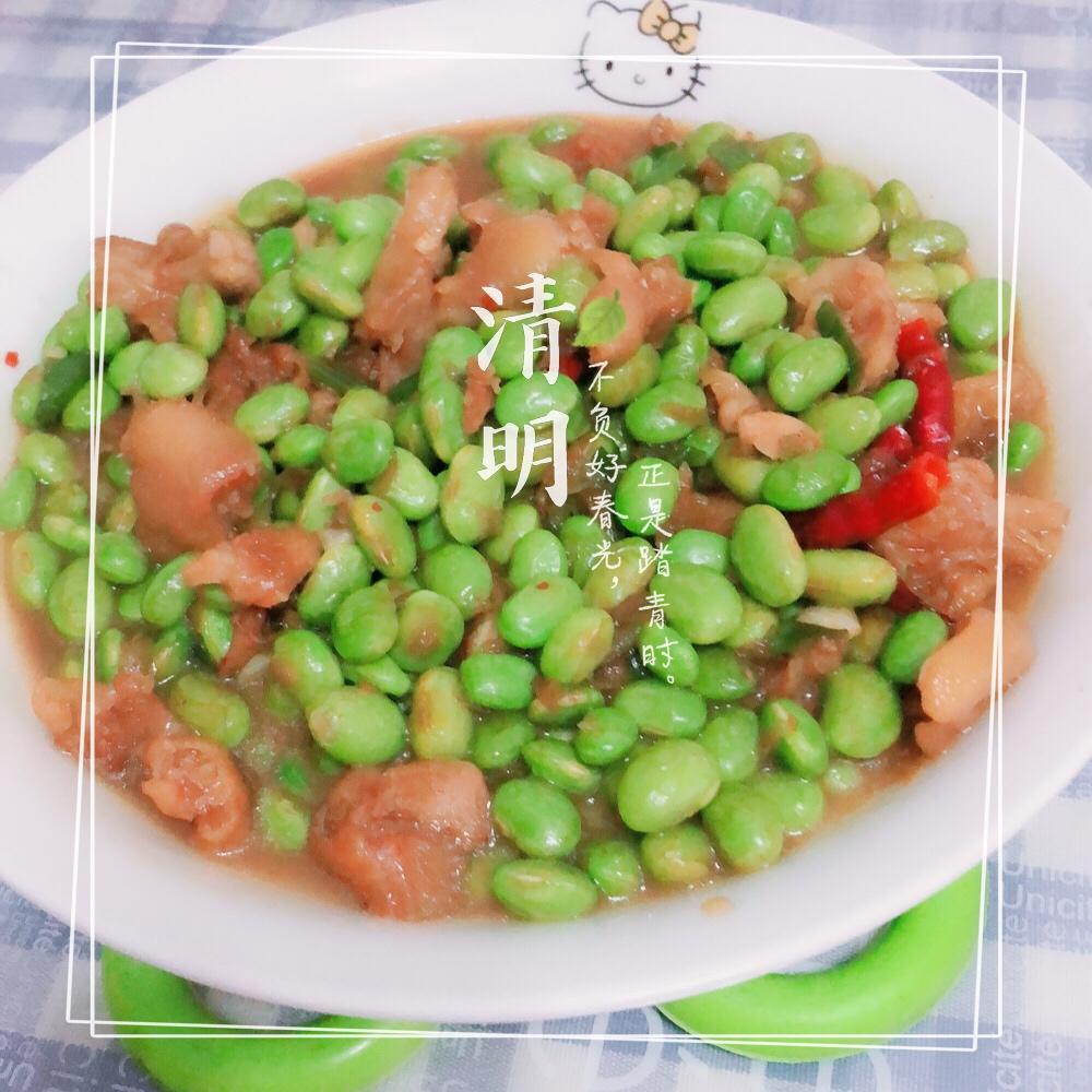 毛豆炒鸡爪筋