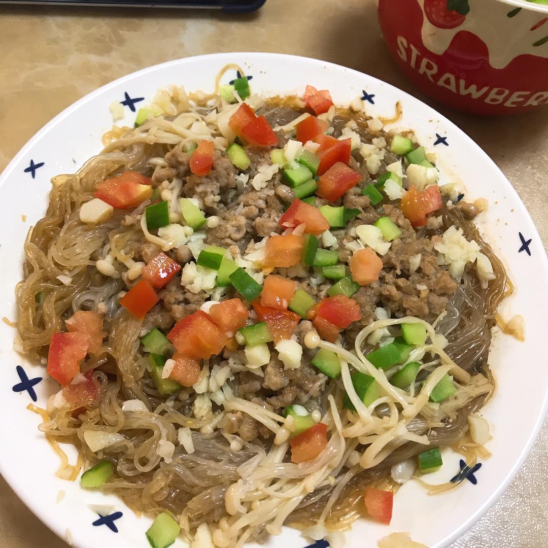 蒜蓉蒸金针菇粉丝（小心上瘾）