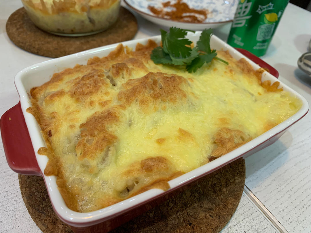 奶油蘑菇培根焗饭