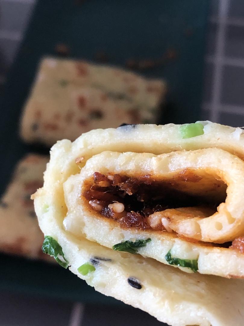 香葱鸡蛋肉松卷饼