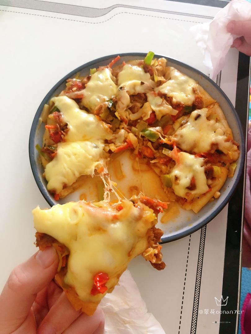微波炉版的烤披萨，把隔壁小孩馋哭了🍕🍕🍕
