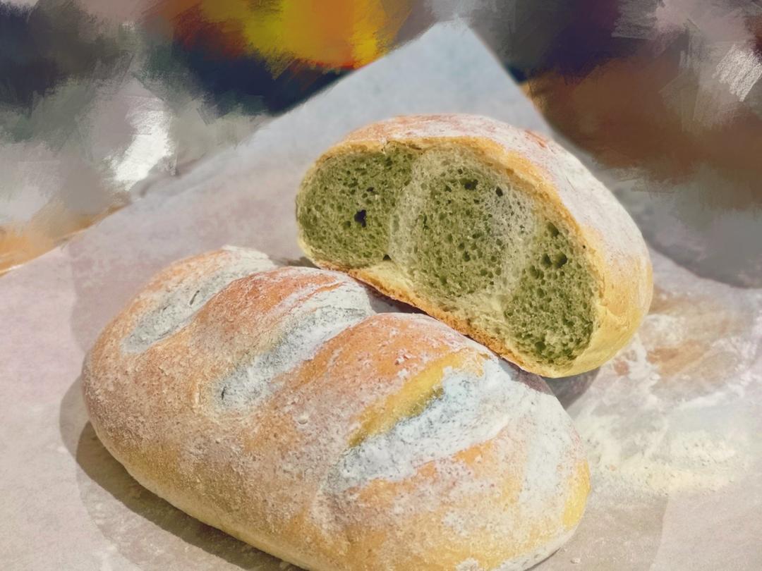 抹茶双色豆渣面包