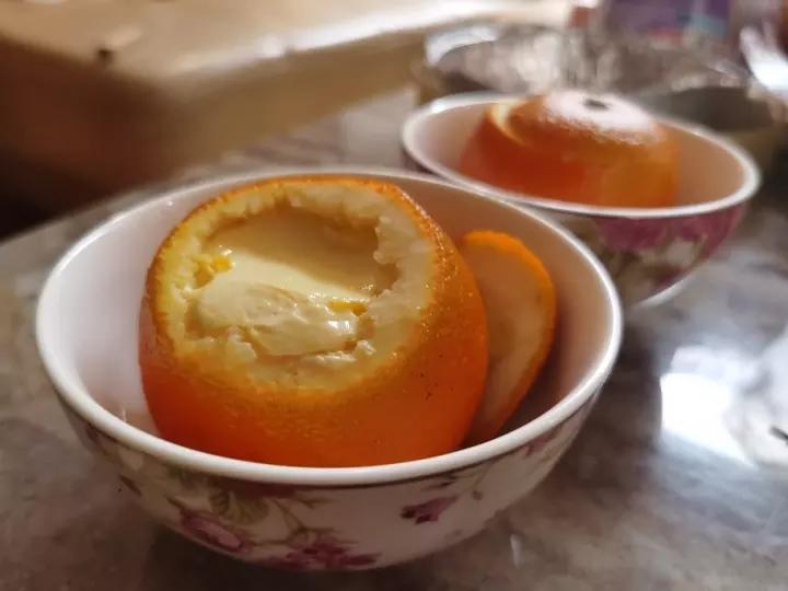 懒人甜品🍮｜橙香双皮奶蒸蛋