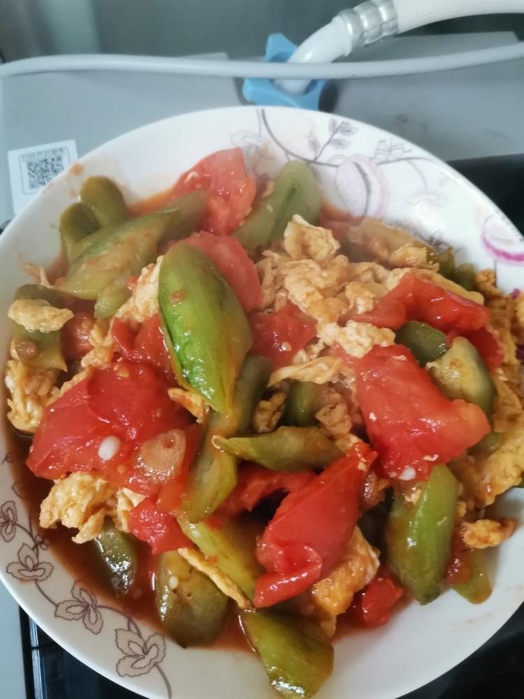 番茄丝瓜炒鸡蛋