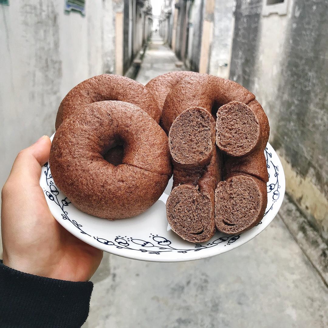 快手贝果，无糖无油黑全麦贝果，减脂必备！