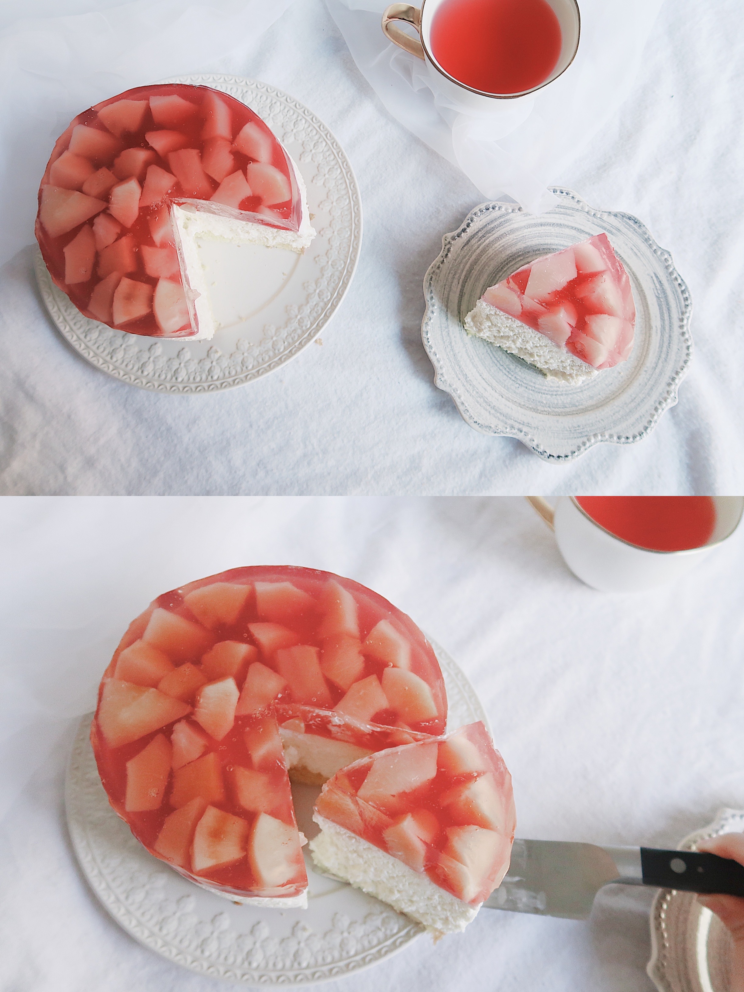 免烤🍑蜜桃酸奶冻芝士蛋糕的做法