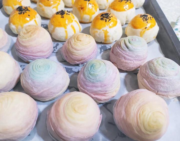 超级好看的彩虹蛋黄酥免费教程！超级详细！按照步骤就能成功！