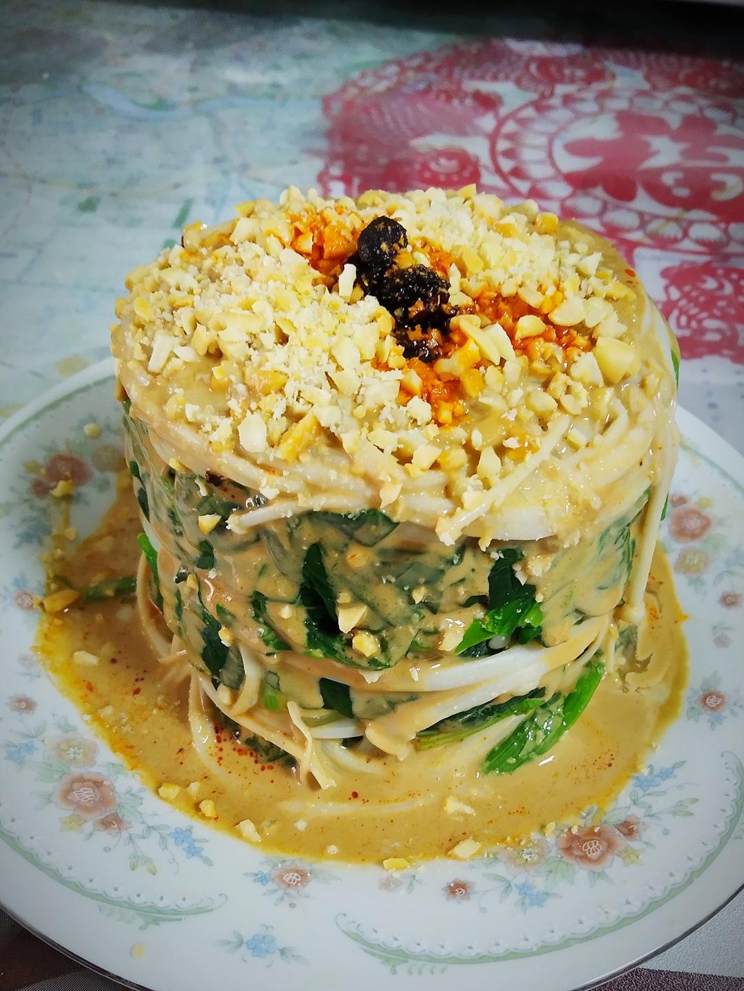 凉拌菠菜金针菇