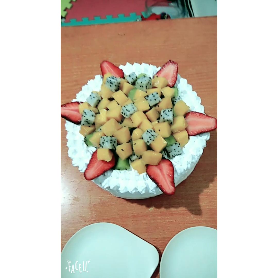 【零失败】不会裱花没关系的水果裸蛋糕 芒果裸蛋糕 完美戚风胚