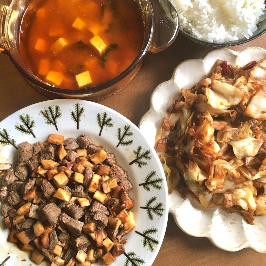 家常菜~杏鲍菇烧牛肉粒