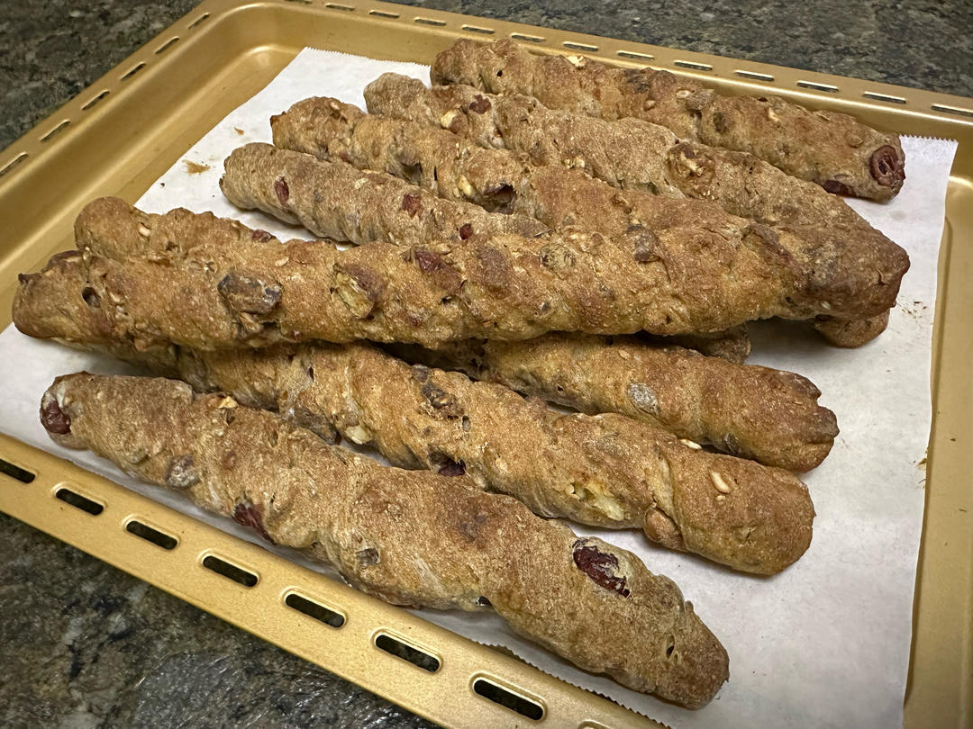 无油核桃果干面包棒~天然酵种