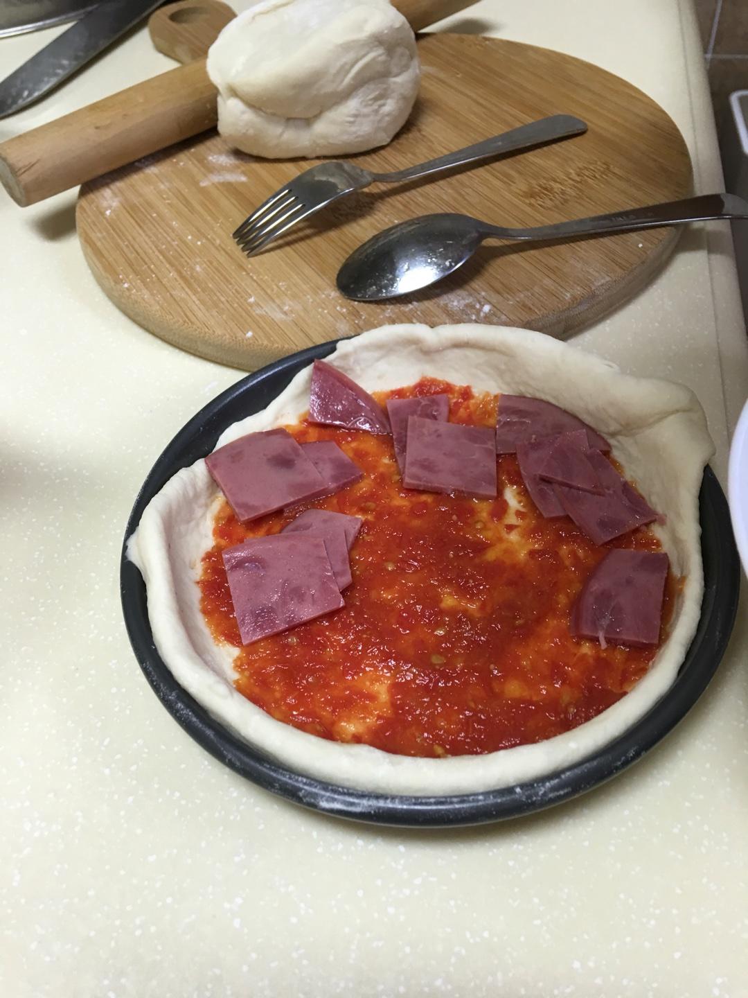 口蘑火腿披萨的做法 步骤3