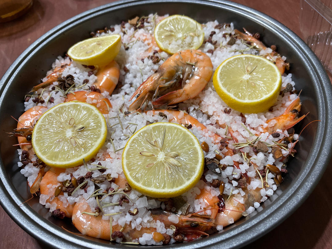 「盐焗大虾🦐」超简单又不伤锅的懒人烤箱盐焗法