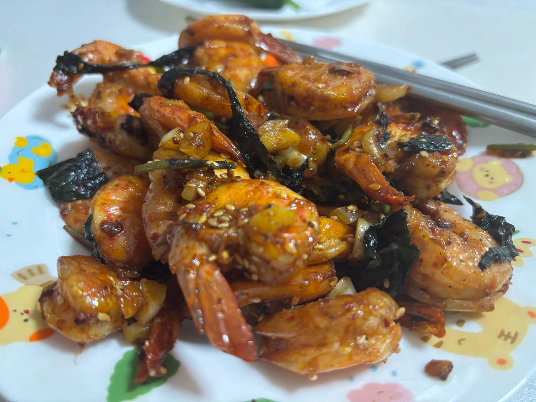 紫苏炒虾