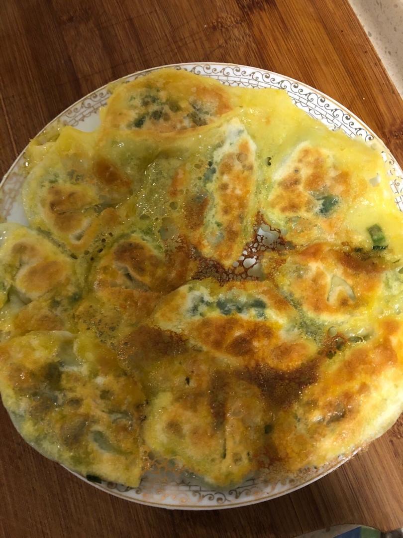 sjm8888做的韭菜鸡蛋冰花煎饺