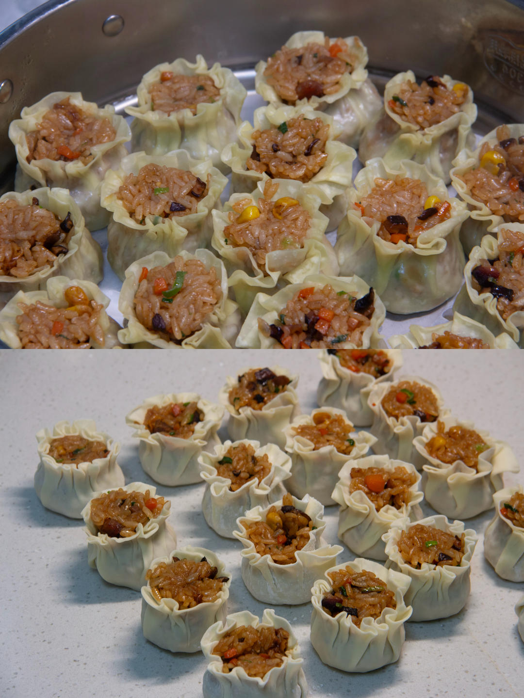 粒粒分明的广式腊肠烧麦