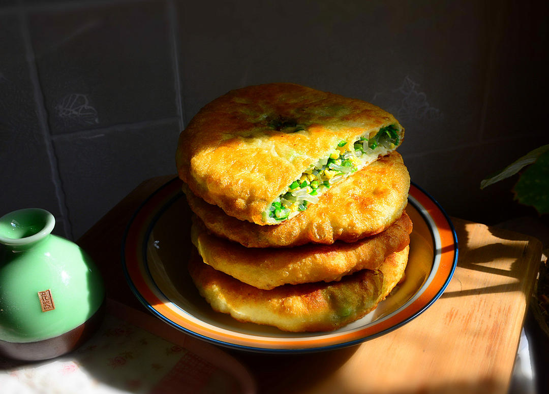 香煎韭菜鲜虾饼