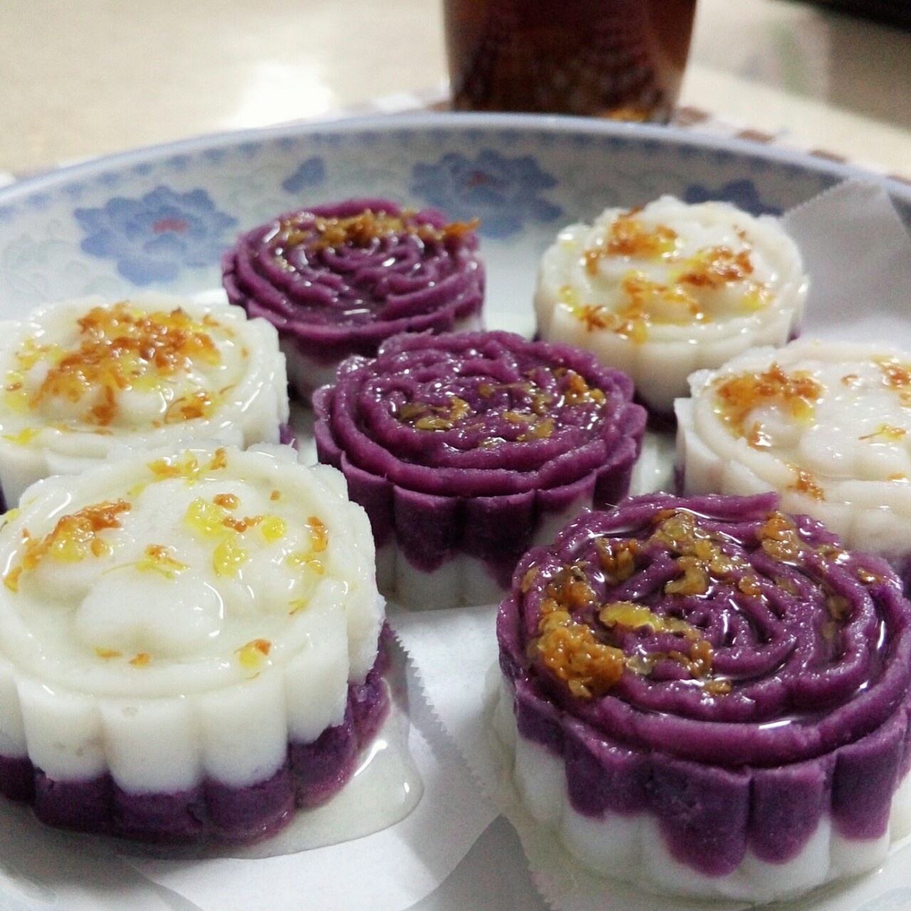 桂花山药紫薯糕