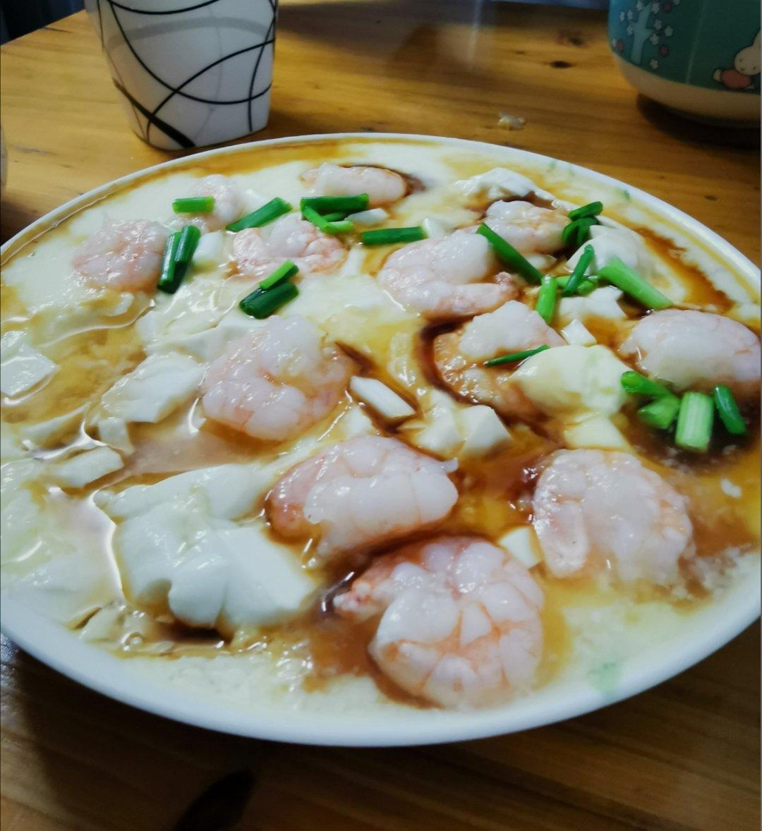 虾仁豆腐蒸水蛋