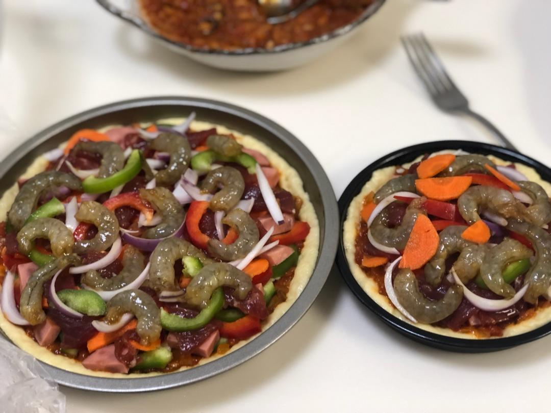 至尊虾仁牛肉培根深盘披萨