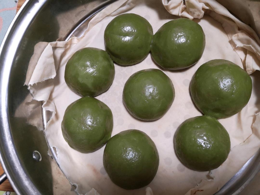 咸蛋黄肉松青团，简易麦苗粉版