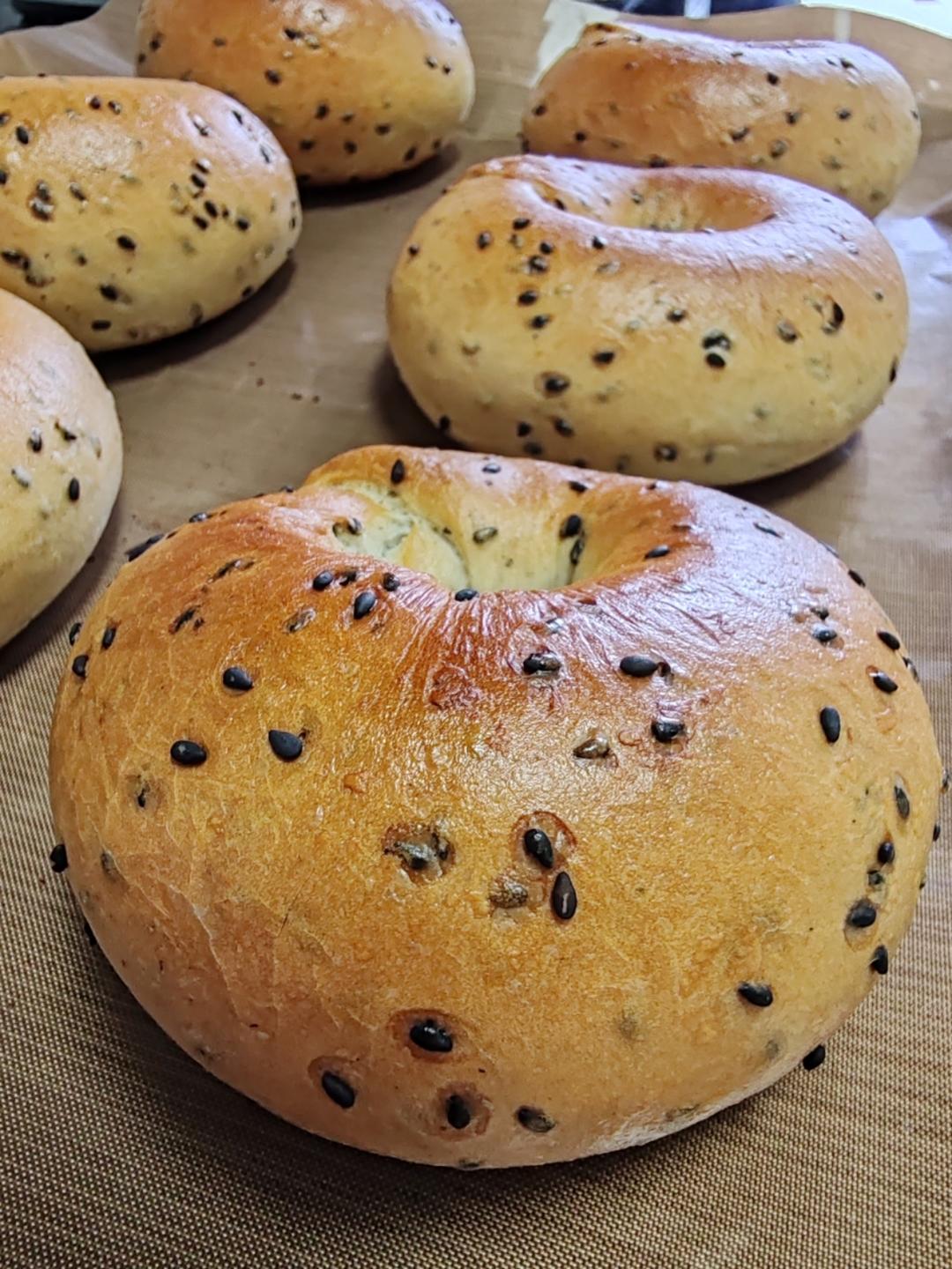 巨好用的贝果配方🔥无油低糖黑芝麻贝果