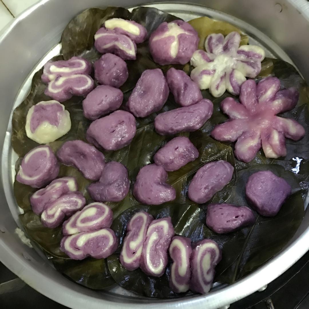 南瓜紫薯花样馒头